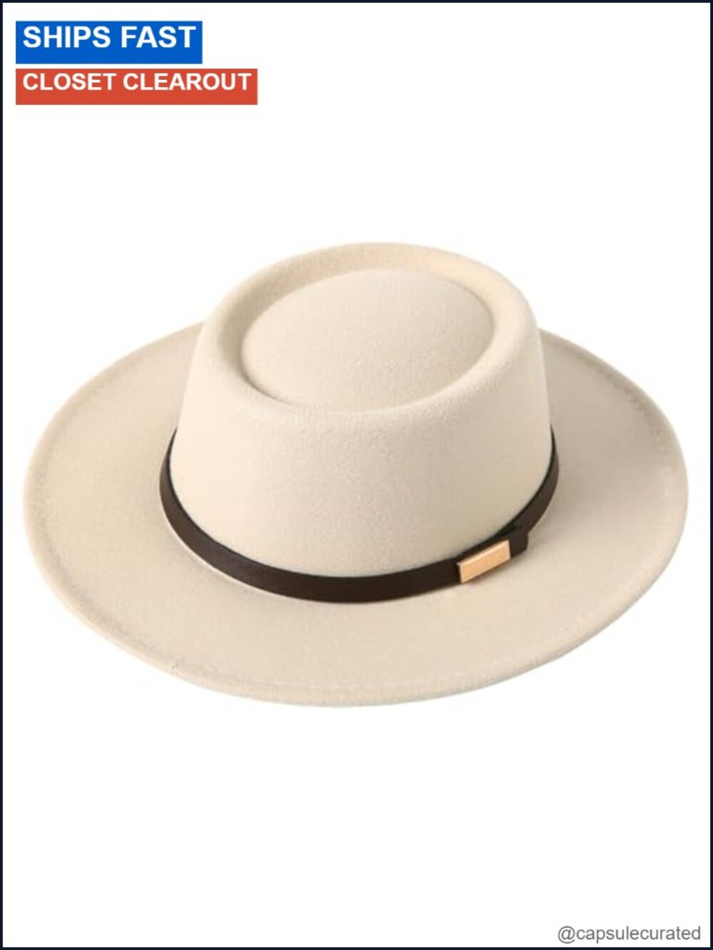 Wool Blend Wide Brim Vintage Fedora Hat Belt Panama Felt Jazz